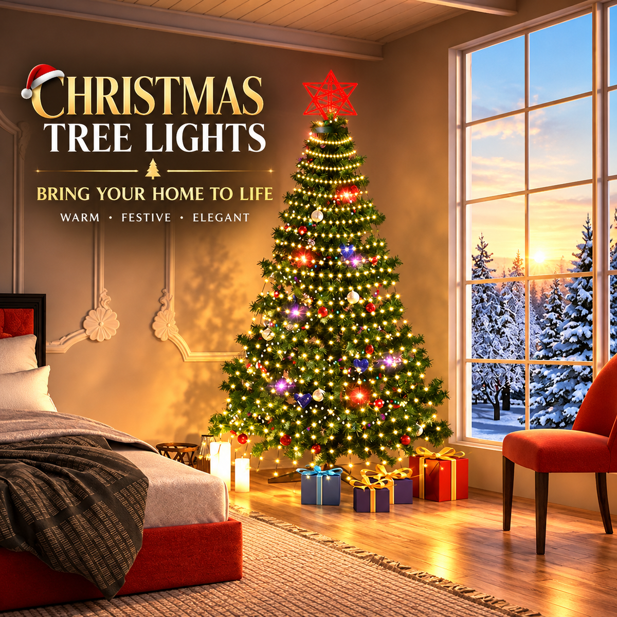 🎄✨ Christmas LED Hanging String Lights with Remote Control ✨🎅