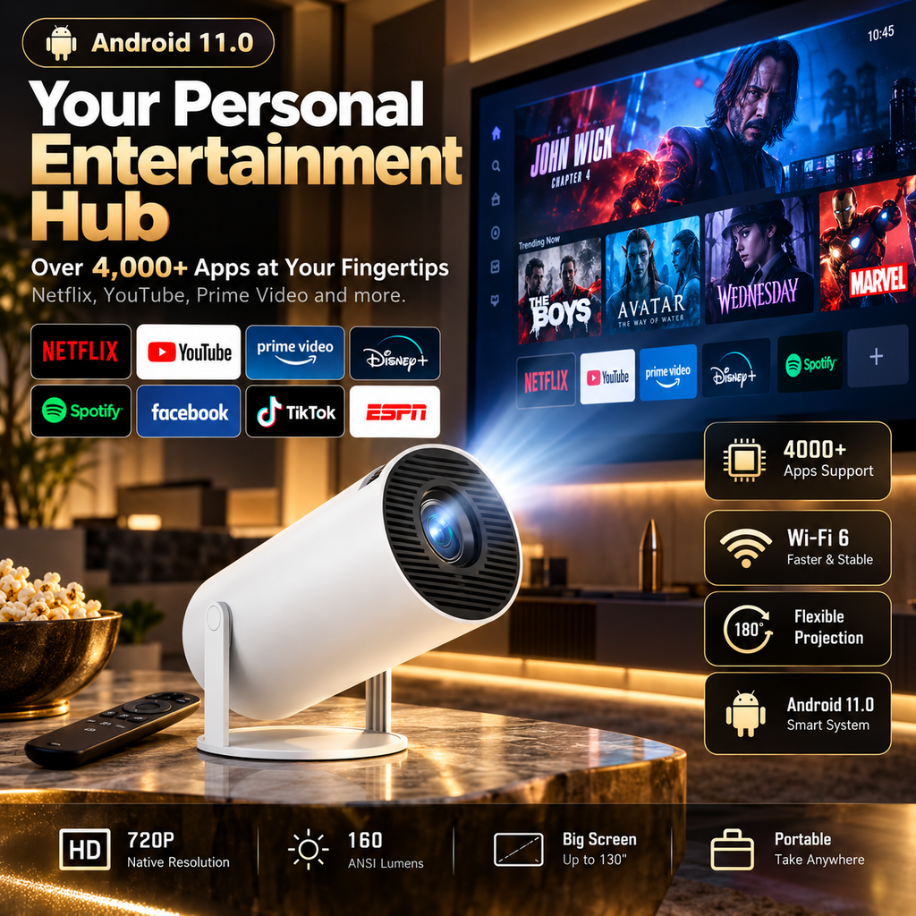 HY300 Pro Projector Home Theater 4k Android  Entertainment Portable Small Projector