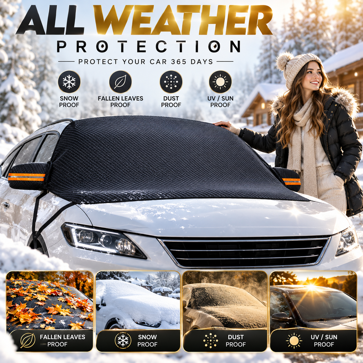 Car Windshield Cover Heavy Duty Windscreen Winter Frost Ice Snow Dust Protector