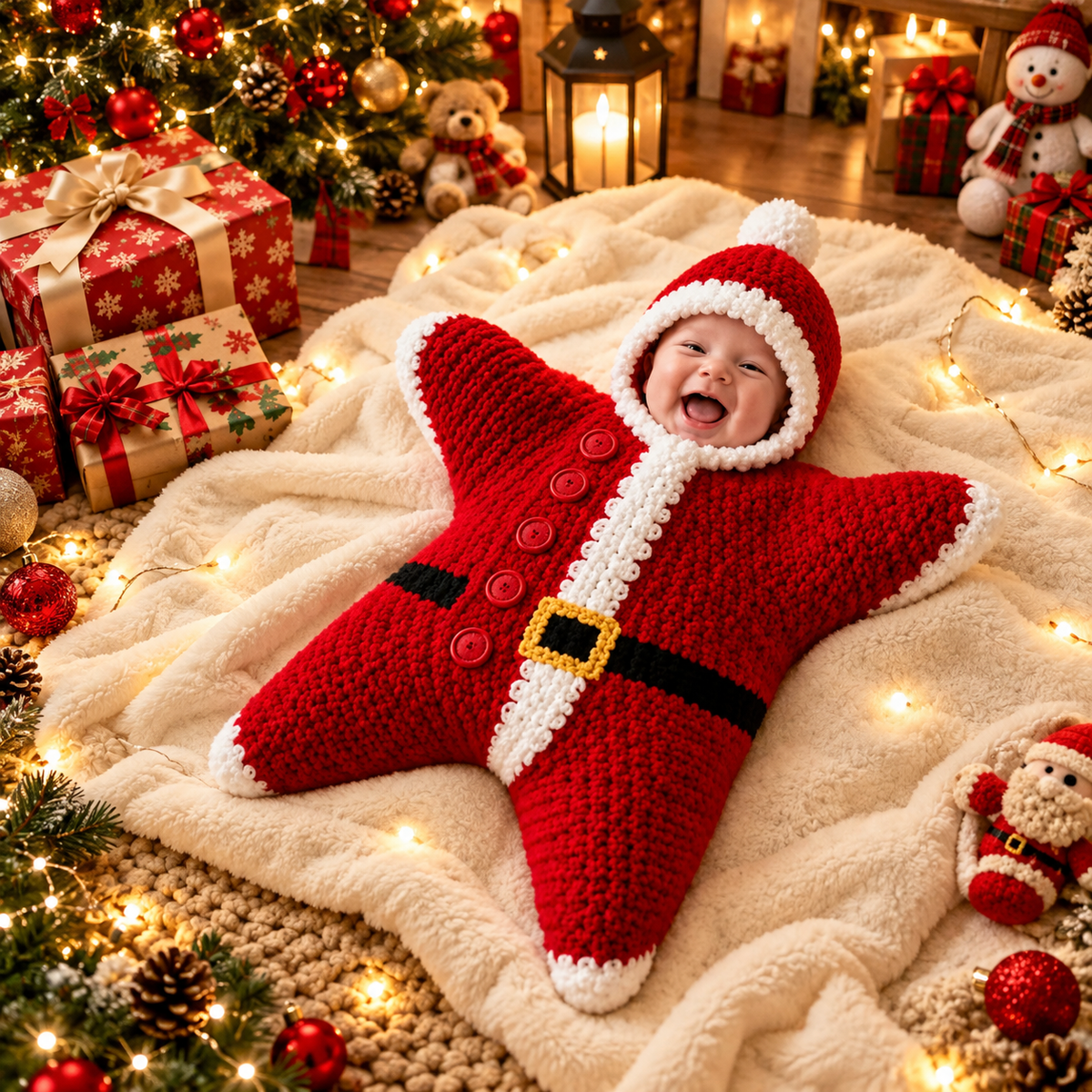Crocheted Star-shaped Bodysuit Star Baby Boy Girl Kids Cartoon Hooded Outfits Long Sleeve Playsuit Toddlers.