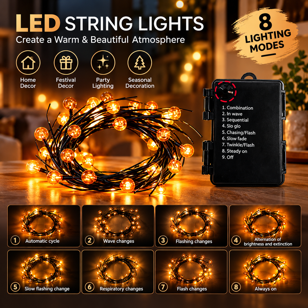 Halloween LED Willow Vine String Light Cool Cartoon Bat Pumpkin Decoration For Indoor Outdoor Party House Decor
